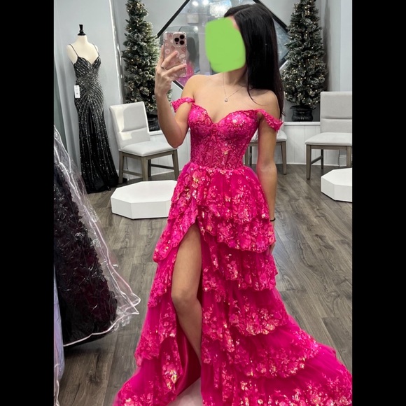 COPY - Sherri Hill 55500 fuchsia - Picture 3 of 5